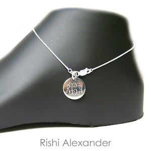 Monogrammed 925 Sterling Silver Diamond Cut Snake Chain Personalized Anklet