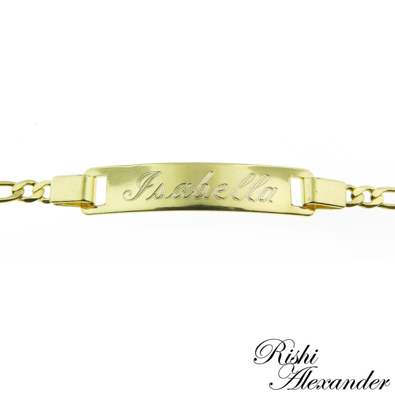 18k Gold Filled Figaro Link Childrens ID Bracelets Etsy