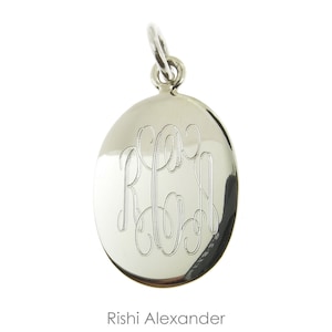 925 Sterling Silver Monogram Personalized Oval Pendant, Option to add a chain to make it a Necklace