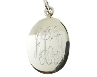 925 Sterling Silver Monogram Personalized Oval Pendant, Option to add a chain to make it a Necklace