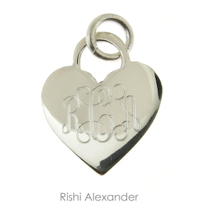 925 Sterling Silver Monogram Personalized Heart Pendant, Option to add a chain to make it a Necklace