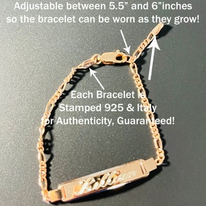 18k Gold Filled Figaro Chain Baby ID Bracelet For Kids - Engravable