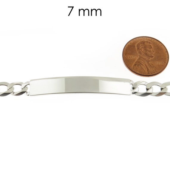 925 Sterling Silver Figaro Link ID Bracelet with Personalized Name Engraved 5mm