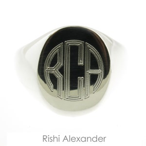 925 Sterling Silver Mens Signet Monogram Ring