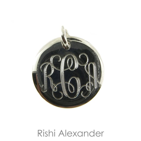 925 Sterling Silver Round Monogram Charm or Personalized Pendant 10mm to 18mm 925 Sterling Silver Round Monogram Charm or Personalized Pendant 10mm to 18mm