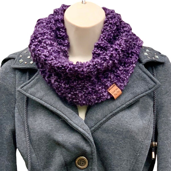 Knit Purple Infinity Scarf