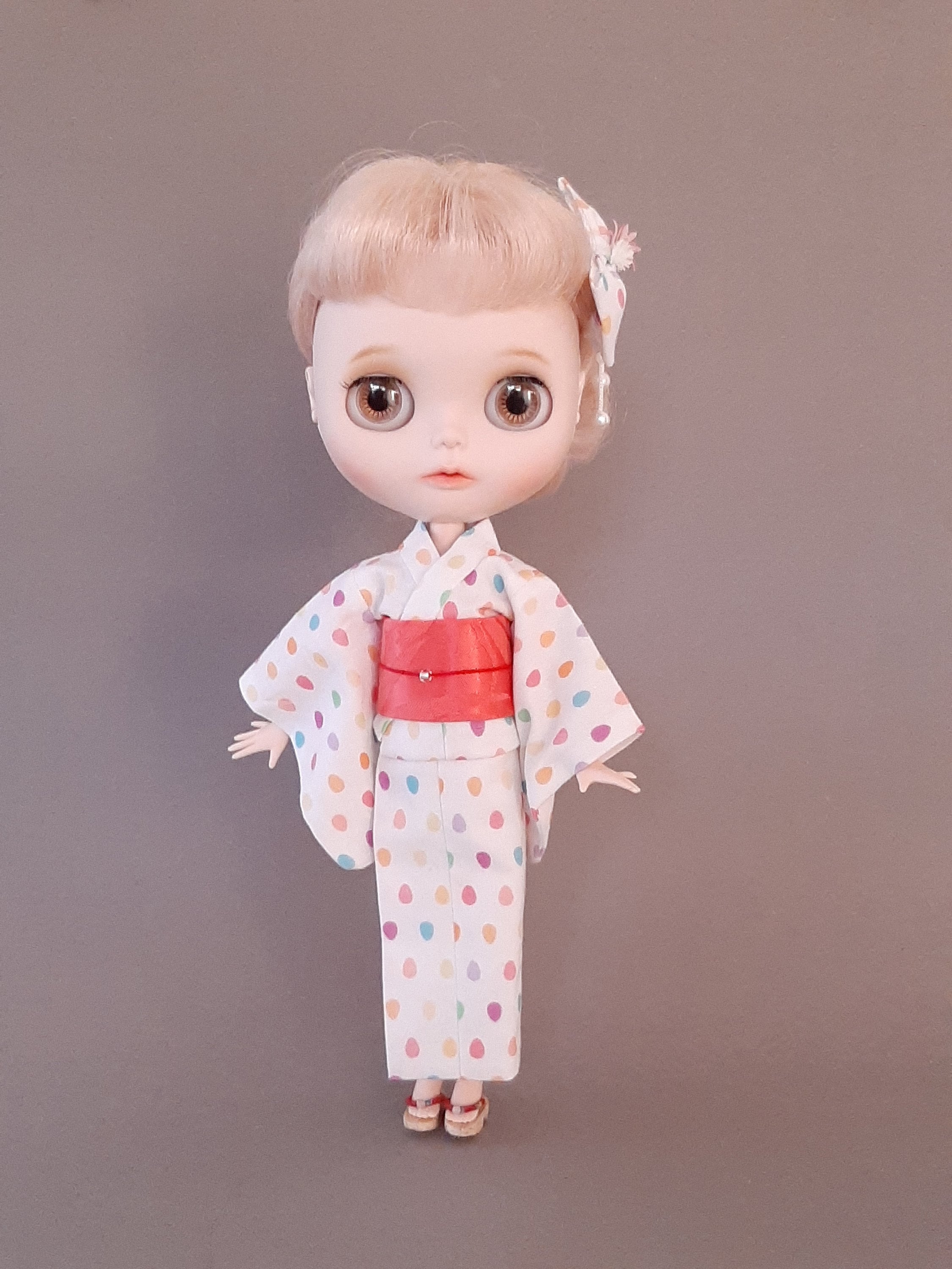 ブライスドール着物、浴衣セット（草履＆ヘアアクセサリー付き 