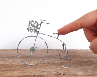 Miniature Wire Tricycle, Desk Accessory, Wire Sculpture, Desk Decor, Gift for Coworkers, Fairy Garden Tricycle, Wire Bicycle, Wire Art