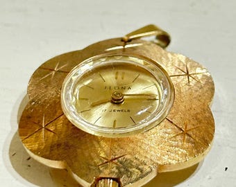 Vintage Ilona hanghorloge, Zwitsers mechanisch uurwerk met 17 jewels, goudkleurig
