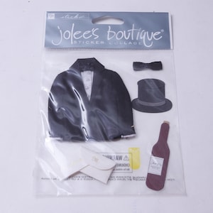 Matrimonio, Sposo, Marito, Boutique di Jolee, Smoking, Papillon, Cappello a Cilindro, Vino, Collage di Adesivi, Artigianato, Hobby, Creazione di Carte, Vintage, ~ 20-35-1253