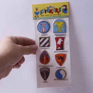 Puffy Stickers Army, Logos, Chevrons, Marine, Cavalry, Military, 3D, Relief, Sticker Sheet, Card Making, Vintage, ~ M-03-04