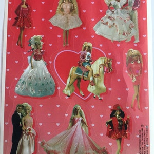 Barbie Formal Vintage Single Sticker Sheet 1994 Sticker Collecting Hallmark Craft ~ 20-01-19