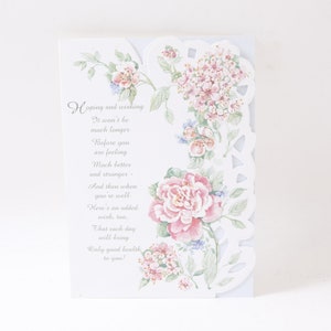 VV, Get well soon, carte, fleurs, illustration de Liz Schreiner, papier, papeterie, travaux manuels pour enfants, ~MISC-063