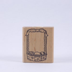 Pasqua, Uova, Cesto, Cornice, Rettangolare - Timbro Messaggio - Legno, Gomma, Timbro - Vintage - Card Making ~ 20-01-133