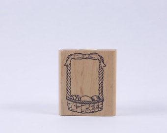 Pasen, Eieren, Mand, Frame, Rechthoekig - Boodschap Stempel - Houten, Rubber, Stempel - Vintage - Kaart maken ~ 20-01-133
