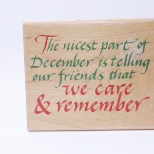 December, Vrienden, Zorg, Herinneren, Zin, Kerstmis, Feestdagen, - Bericht Stempel - Houten, Rubber, Stempel, Vintage - Kaart maken ~ 20-02-41 AA