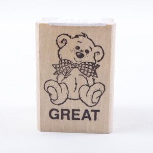 Grande insegnante di scrittura Lode Scrittore Lode Tedy Orso Carino Orso Timbro in legno di gomma - Vintage - Card Making ~ 20-17-576