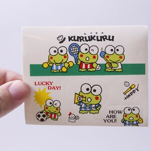Sanrio, Keroppi, Rana, Hoja de pegatinas, Deportes, Béisbol, Fútbol, Emociones, Kurukuru, Personajes de dibujos animados, Fabricación de cartas, Vintage, ~ 20-29-1018