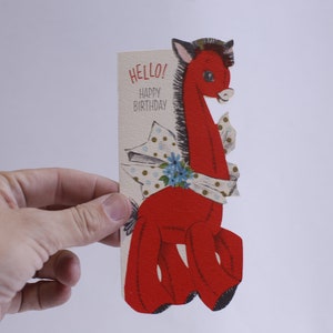 Hola, feliz cumpleaños, tarjeta de jirafa roja, tarjeta de felicitación, personalizada, celebración, sincera, artística, manuscrita ~ WH-013 212