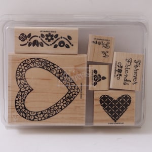 Forever Friends, Hearts, Floral, Lines, To From, Stempel Set, Holzstempel, Stempelgummi, Vintage, Kartenherstellung, ~ MISC-052 203