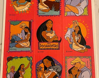 Disney, Pocahontas, Cartoon, Movie, John Smith, Sticker Sheet, Hallmark, Craft, Decor, Card Making, Vintage, ~ 285