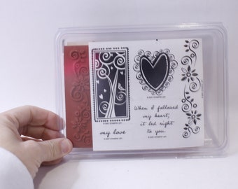 Flutters de corazón, Conjunto de sellos de mensajes, Stampin' Up, Amor, Romance, Patrón de corazón, Conmovedor, Fabricación de tarjetas, Scrapbooking, ~ 240401-WH 903