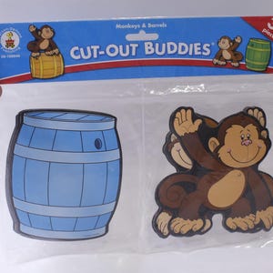 Monkeys and Barrels Cut-out Buddies, Paper Figures, Vintage, Party Decor, Carson-Dellosa, ~ 250113-WH 33