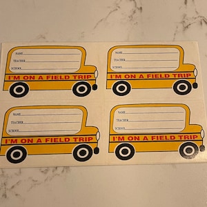 Gita, Scuolabus, Nome, Insegnante, Scuola, Foglio di adesivi, Artigianato, Arredamento, Creazione di biglietti, Vintage, ~ 20-01-948