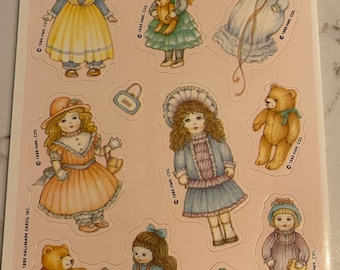 Little Girl, Baby, Doll, Teddy Bear, Birthday, Baby Shower, Sticker Sheet, 1986, Hallmark, Craft, Decor, Card Making, Vintage, ~ 20-01-352