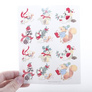 Invierno Navidad lindos animales Vintage hoja de pegatina única chatarra reserva pegatina coleccionar tarjetas Carlton artesanía ~ 20-10-334