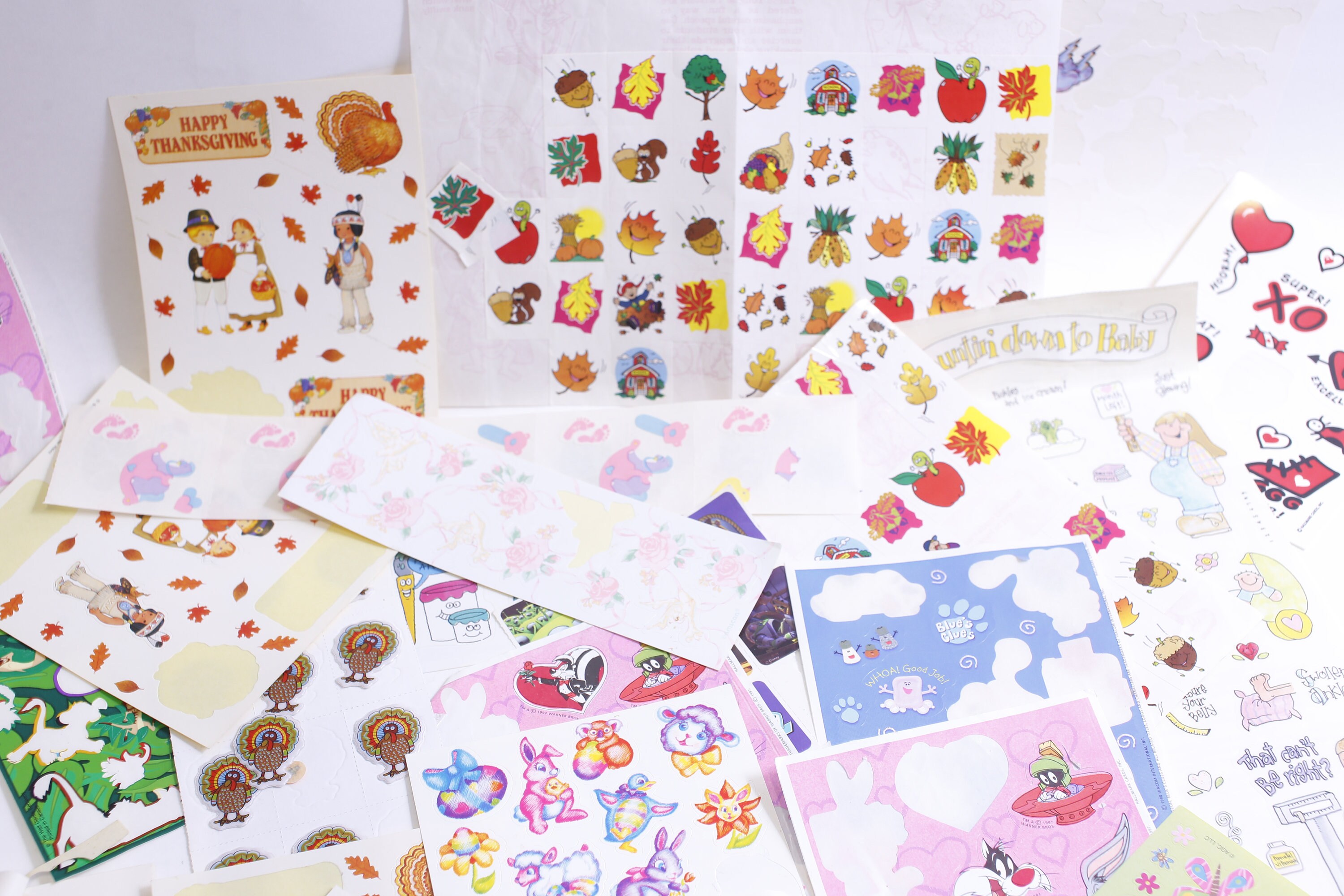Lot of Partial Sticker Sheets Including Lisa Frank, Holidays, Flowers ...