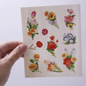 Flores, Primavera, Verano, Rosas, Tulipanes, Romántico, Amor, Naturaleza, Hoja de pegatinas, Fabricación de tarjetas, Vintage, ~ 20-01-480
