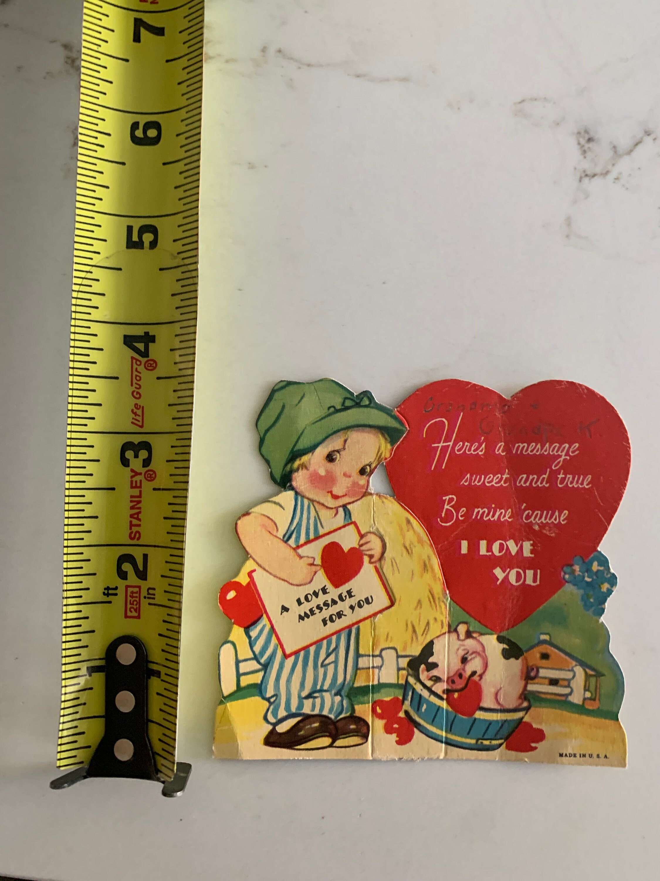 1920s, Valentine, I Love You, Boy, Greeting Card, Shaped, Antique