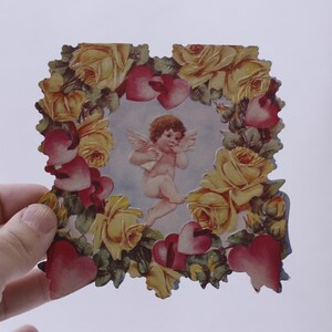 Victorian Valentine  Angel in Floral Heart Frame, Used Greeting Card, Touching Message, Retro, Collectible, ~ 240210-WH 862