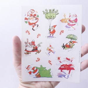 Funny, Santa Claus, Christmas, Sticker Sheet, Hallmark, 1985, Cartoon Characters, Pictures, Children, Vintage, Collection ~ 20-17-577 AA