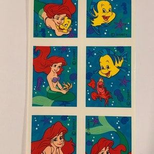 Disney The Little Mermaid Stickers Single Sticker Sheet 1980 Ozean Meer Cartoon Filmfiguren Vintage Kinder Aufkleber ~ 20-01-292