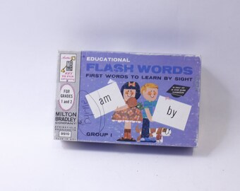 Educational Flash Words, First Words to Learn by Sight, 1960s, Milton Bradley, 9510, School, Grades 1 and 2, ~ 240318-WH 871