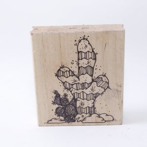 Cactus, Planta, Desierto, Líneas de gancho y entintadores, Madera, Caucho, Sello de mensaje, 3.5 ", Fabricación de tarjetas, Artesanía para niños, Papelería, ~ 20-01-104