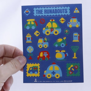 Sanrio, The Runabouts, Veículos, Transporte, Folha de Adesivos, 1994, Personagens de Quadrinhos, Fotos, Crianças, Vintage, Coleção ~ 20-18-620 AA