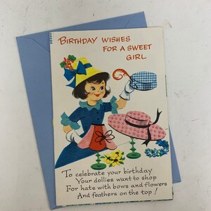 60s Birthday Wishes For A Girl, Puppen, Hüte, Blumen, Grußkarten, Anlass, Nachricht, Handwerk, Vintage, Sammlerstück, ~20-01-1062