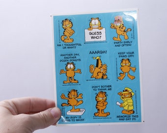 Garfield, Kat, Humoristische zinnen, Grappig, Sticker Sheet, Cartoon Character, Party, Kids, Craft, Card Making, Vintage, ~ M-15-04