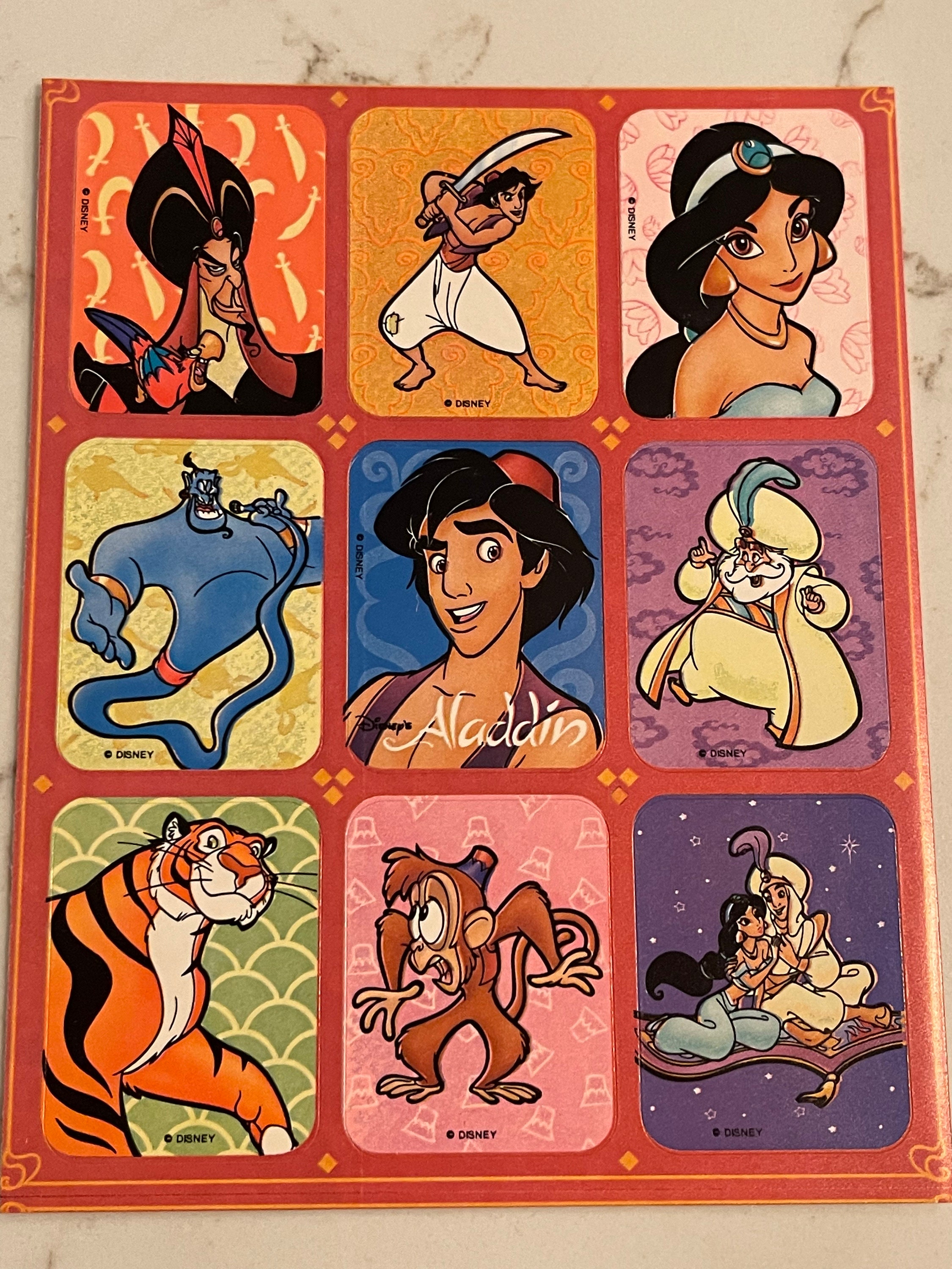 Disney, Aladdin, Jasmine, Genie, Jafar, Abu, Rajah, Sultan 