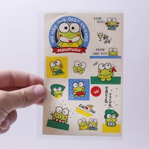 Sanrio, Keroppi, Żaba, Arkusz naklejek, Zwroty, Przyjaciele, Impreza, Postacie z kreskówek, Tworzenie kartek, Vintage, ~ 20-29-1020