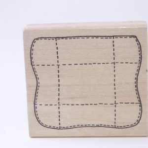 Rectangulaire, Pique-, Plaid, Nappe, Texture, Cadre, Motif, Timbre message, Bois, Caoutchouc, Tampon, vintage, Fabrication de cartes, ~ 20-12-397