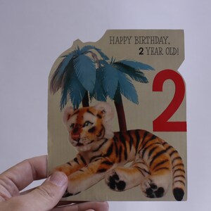 Feliz aniversário, 2 anos, cartão comemorativo, cartão tigre, personalizado, comemoração, sincero, artístico, manuscrito ~WH-013 211