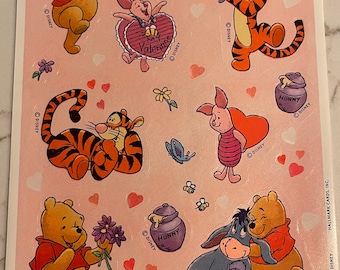 Disney, Winnie the Pooh, Valentine's Day, Eeyore, Piglet, Tigger, Love, Sticker Sheet, Craft, Decor, Card Making, Vintage, ~ 20-01-1177