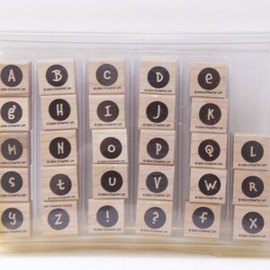 Set di francobolli, lettere, alfabetico, francobolli messaggio, timbri in gomma, Stampin Up, Vintage, creazione di carte, artigianato, da collezione, ~ 1085