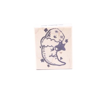 Mond, Lächelnd, Kegelhut, Sterne, The Rubber Riot, - Botschaftsstempel - Holz, Kautschuk, Stempel - Vintage - Kartenherstellung ~ 20-01-103