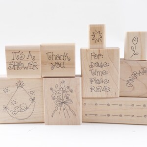 Novias y bebés, Conjunto de sellos, Sello de goma, Madera, Stampin Up, Vintage, Fabricación de tarjetas, ~ 634