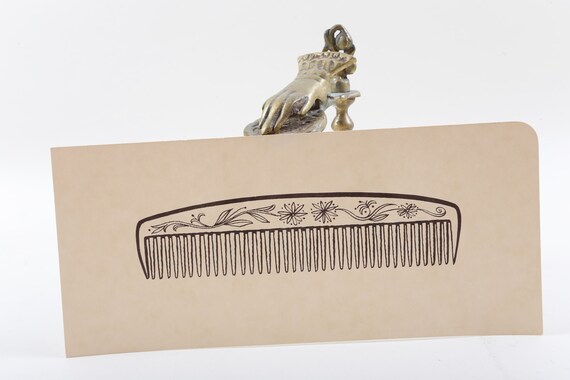Comb Un Peine Spanish Flash Card Sepia Aged Vintage Sight Word